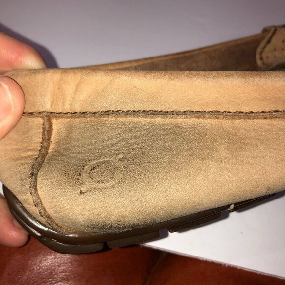 Born Mens Size 8 M Tan Leather Slip On Loafers Driving Shoes Moccasins - Picture 15 of 16